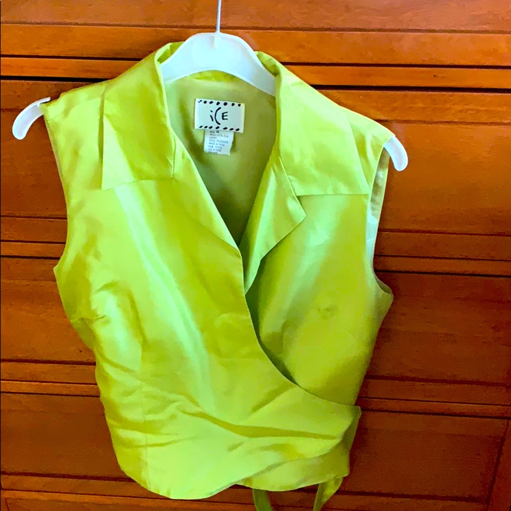 sleeveless silk wrap shirt